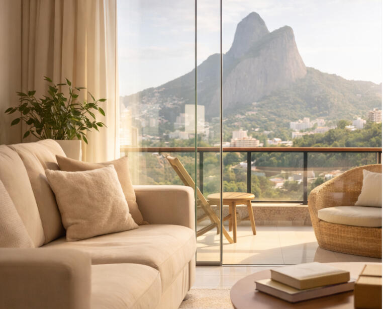 Ambiente residencial tranquilo que representa atendimento domiciliar em Leblon